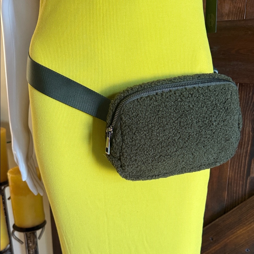 Olive Green Sherpa Belt Bag